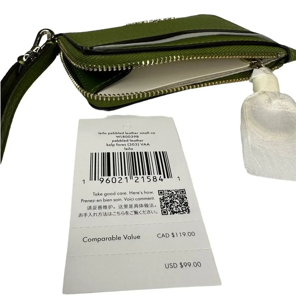 Kate Spade Leila Small Card Holder Wristlet in kelp Forest